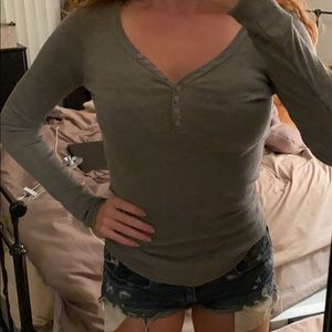 Top Shop Long Sleeve Gray Henley XS/S